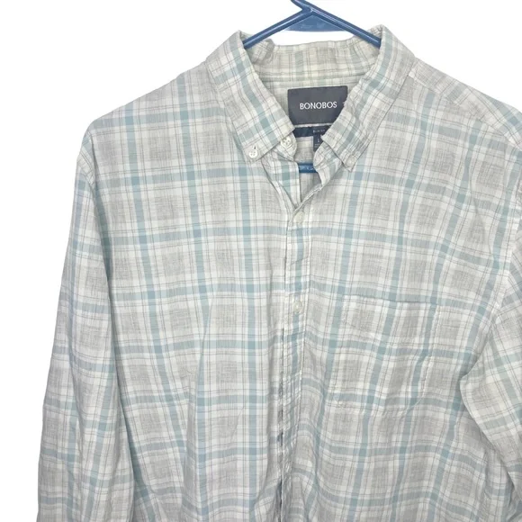 Bonobos men’s gray plaid shirt lightweight size large slim fit - Picture 2 of 5
